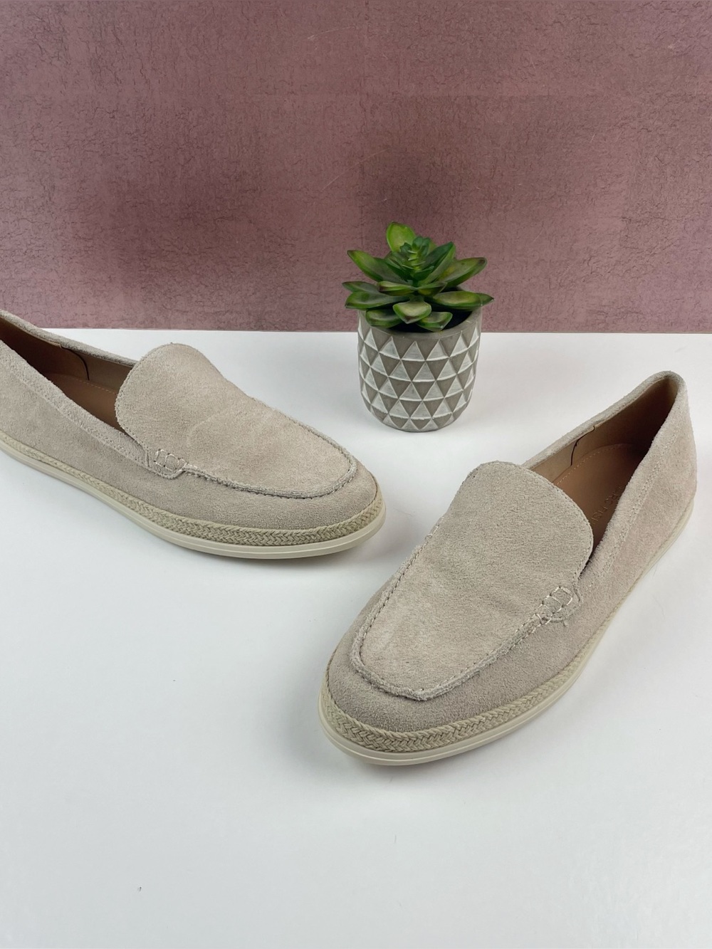 Marc Fisher Cream Tan Jerick Leather Slip On Loafer Shoes Women Size 8.5M